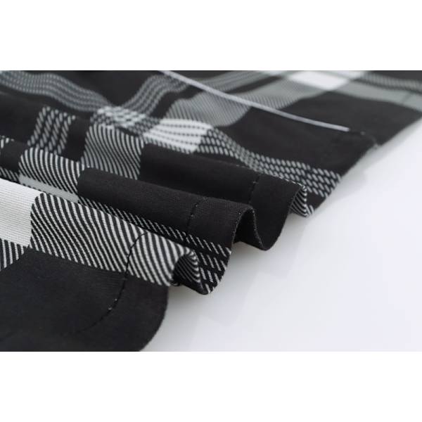 Mjukt Silke Långärmad Dam Plaid Skjorta Pyjamas Black XL