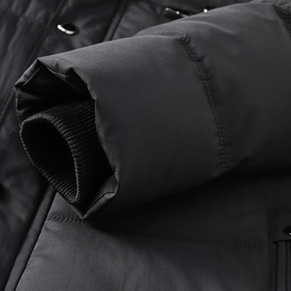 Vinterjakke for menn med hette - varm dunjakke Black L