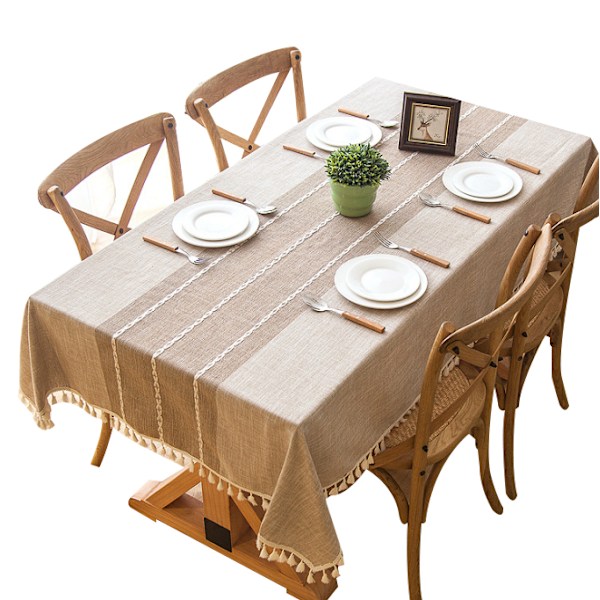 Bordsduk Linne Skrynkelfria dukar khaki 140x140