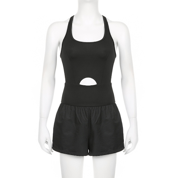 Träningsromper för kvinnor, löpshorts, atletisk helkroppsoverall black M