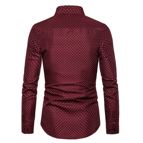 Printed Casual långärmad klänning med normal passform dark red M