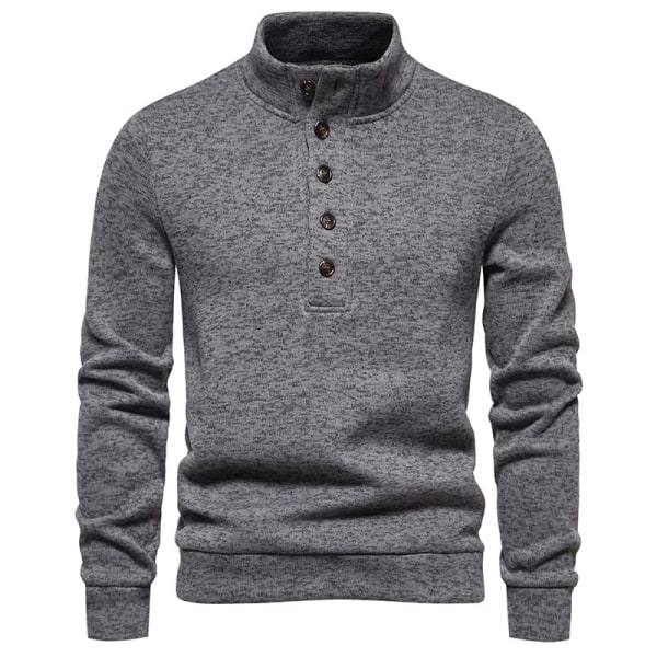 Turtleneck-tröja för män Casual Stickad Pullover-tröja Dark Gray 2XL