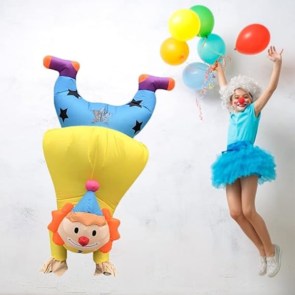 Uppblåsbar Clown Dräkt Rolig Blås Upp Kostymer Handstående Joker Kostym