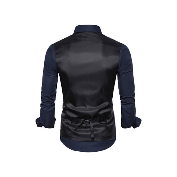Herrar Väst i Randigt Tyg, Slim Fit, Formell Klädväst, Dubbelknäppt, Business Väst Black Grey XL