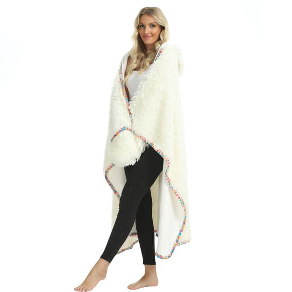 Fuzzy Varmblanket med Hetter, Overdimensjonert Myk Hetterblanket for Kvinner