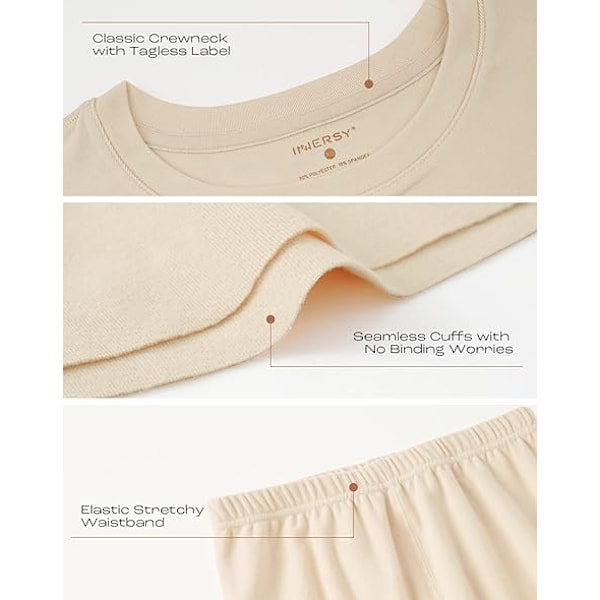 Termisk Underundertøjssæt til Kvinder - Ultrablødt Langt Underundertøj, Basislag Beige XL