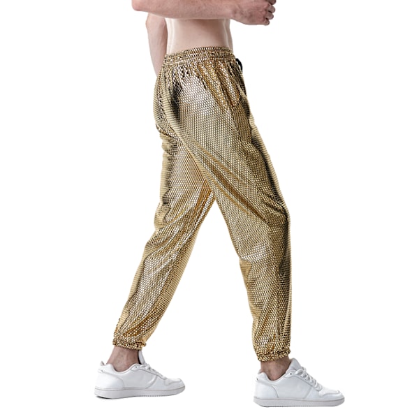 Shiny Disco Party Byxor för män gold XL