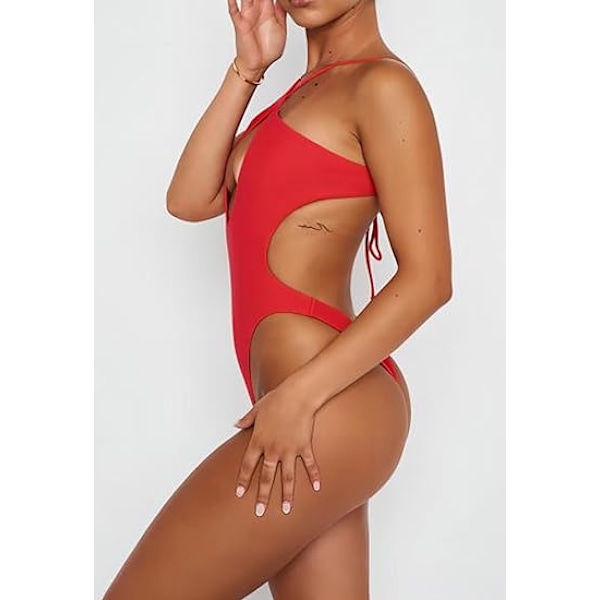 Sexy Endelt Badetøy med Kryss-Halsparti Red XL