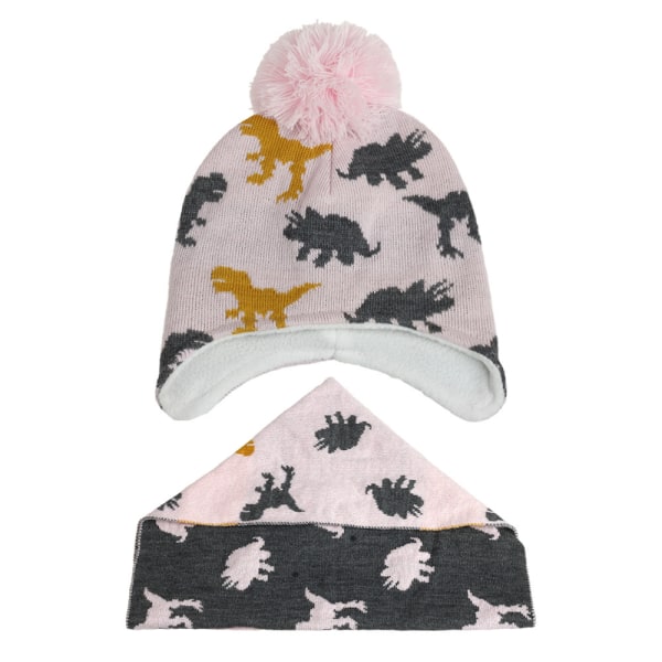 Lasten Beanie-pipo Pom-pom-koristeella, Neulehattu Lämmin Vuori Talvi-Kallopipo Pink 3-18 Months