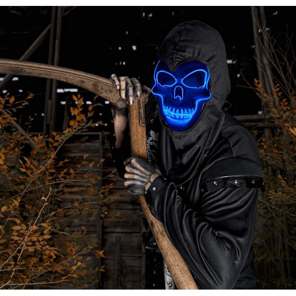 Halloween Skrämmande Mask Light Up Mask för fest blue