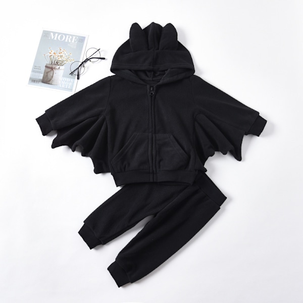 Toddler Baby Flicka Pojkar Halloween Outfit Svart Bat Hoodies 110cm
