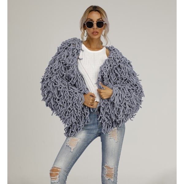 Plush Kjoljacka för Kvinnor Höst och Vinter Grey L