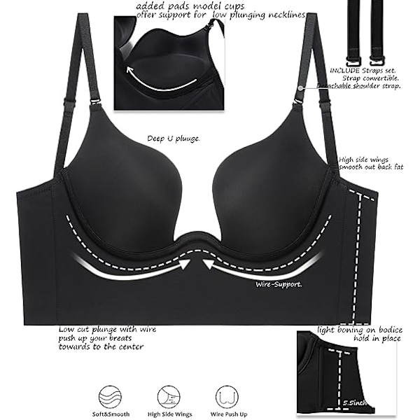 Dame Low Back Bh Deep U Bh Black XL