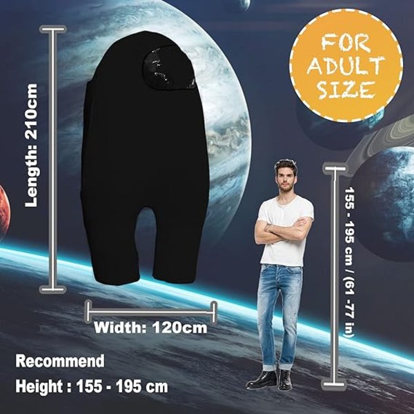 Oppustelig Astronaut rumdragt Oppustelig kostume Helkropsdragt Halloween Cosplay Kostumer Black Kid