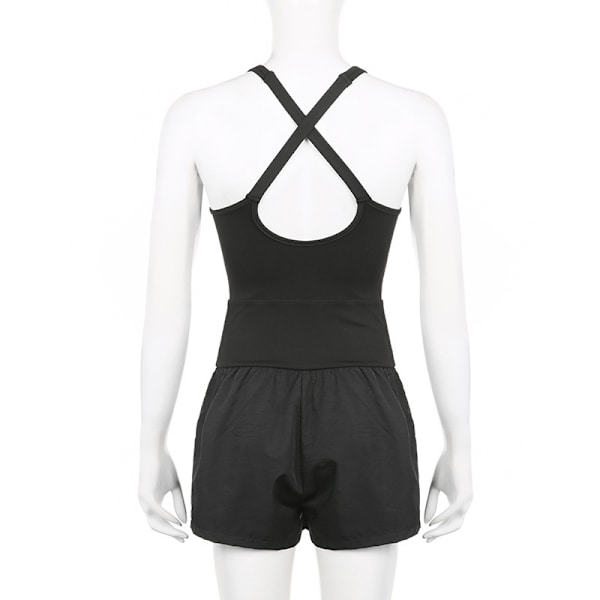 Träningsromper för kvinnor, löpshorts, atletisk helkroppsoverall black M