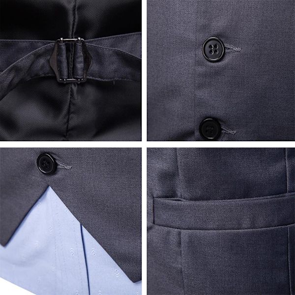 Män V-ringad ärmlös Slim Fit Jacka Casual västar grey M