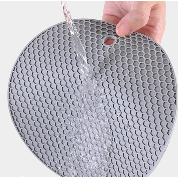 Varme- og skridsikker 4-delt silikone ovnluffe- og trivet-sæt Grey