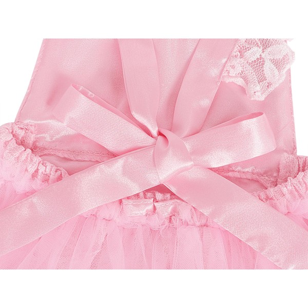 Baby Pige 1 års fødselsdag Outfit Blonder Tulle Romper Prinsesse Tutu Kjole Pink 90cm