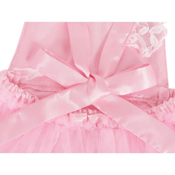 Babyflicka 1-års Outfit Spets Tulle Romper Prinsessa Tutu Klänning Pink 90cm
