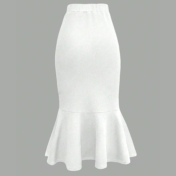 Høytaljet peplum midi blyant skjørt for kvinner White 2XL