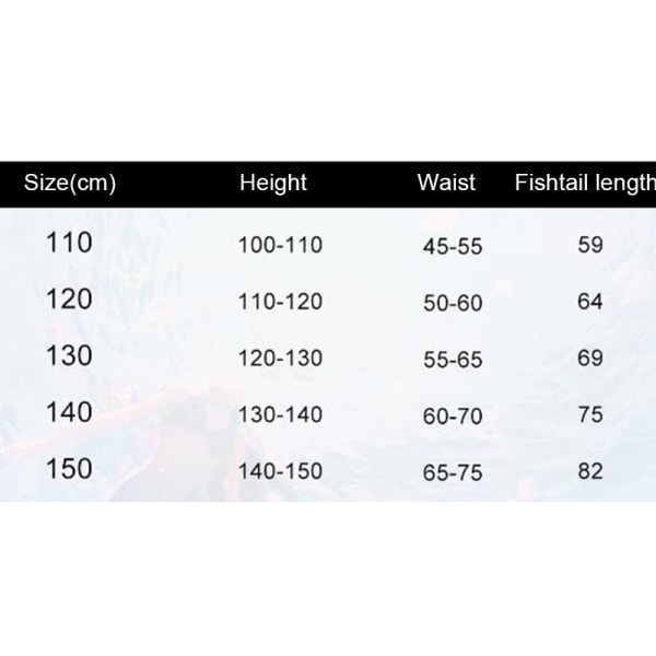 Sjöjungfru-svans Badkläder för Flickor Simning 3-Delar Sjöjungfru Prinsessa Badkläder pink 140cm