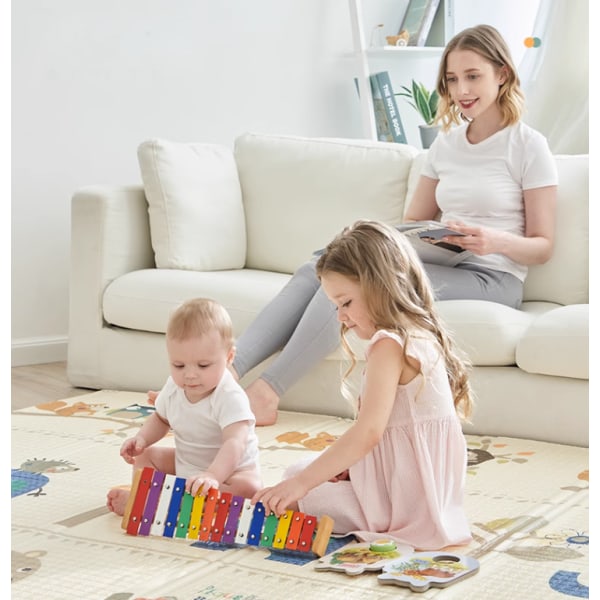 Reversibel Stor Baby Leke Matte for Kryping Style 1 200*180*1cm