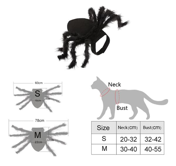 Halloween Edderkoppe Kostume til Lille Mellemstor Hund Kat M