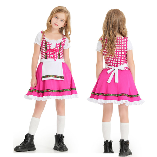 Tysk Oktoberfest-kostyme for jenter Dirndl-kjole Pink L