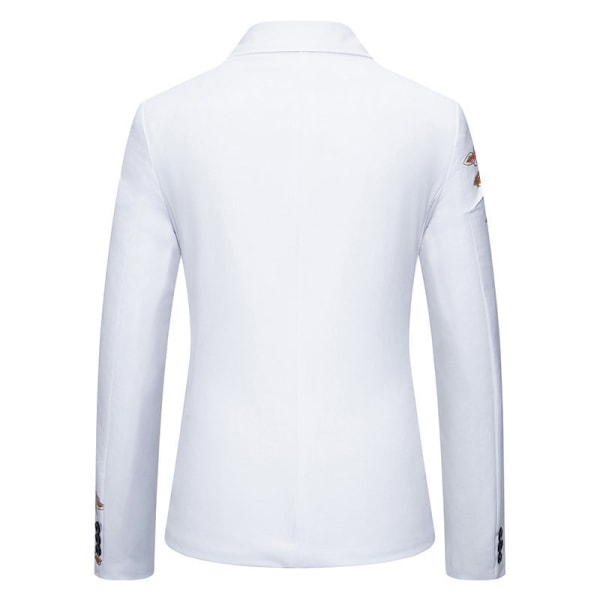 Herre Blazer Mode Blomster Casual Sportsjakke Slim Fit Suitjakke WHITE M