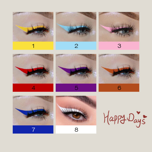8 färger Eyeliner Pen Set Färgglad Matte Flytande Makeup Eyeliner