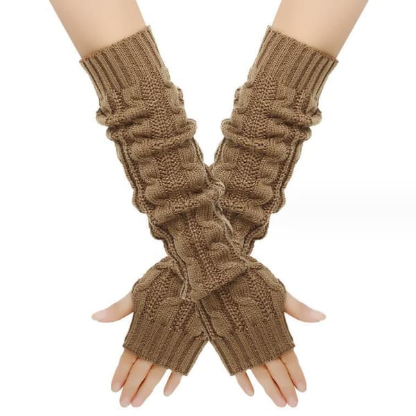 3 Par Dame Varme Lange Fingerhandsker Brown