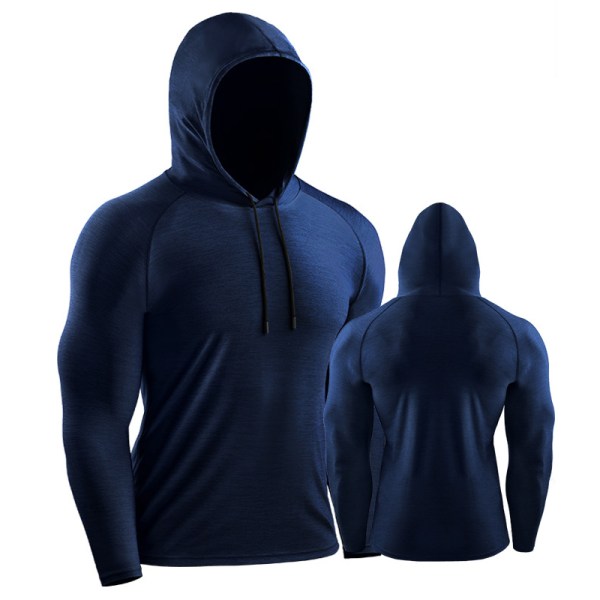 Långärmad Dry Fit Athletic Workout Löpartröjor för män Navy blue M