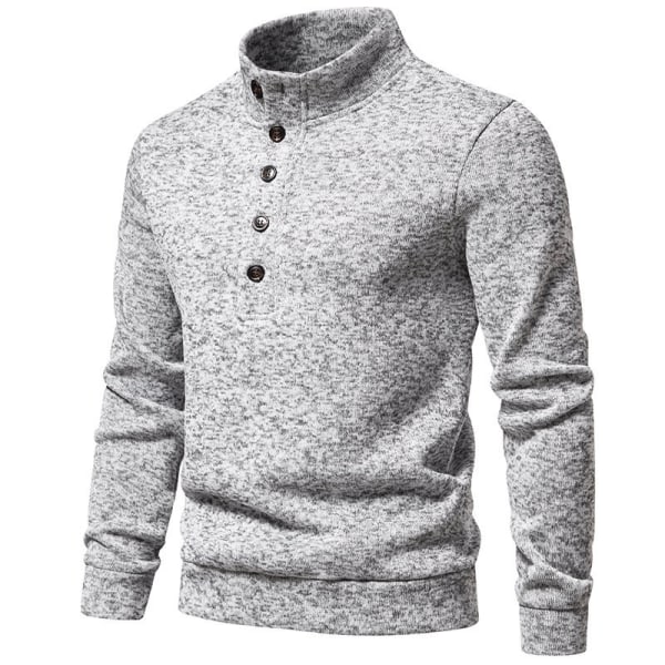 Turtleneck-tröja för män Casual Stickad Pullover-tröja Light Gray S