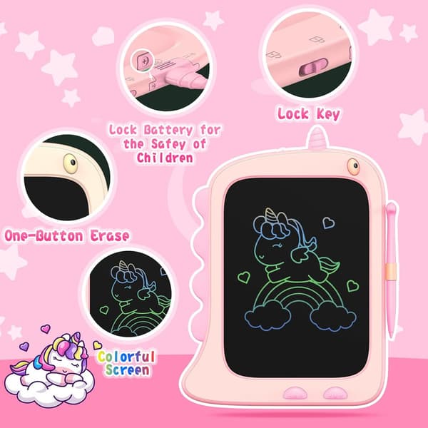 8,5 tommers Doodle Board Tegnetavle, Dinosaur Lekegave til Barn Pink