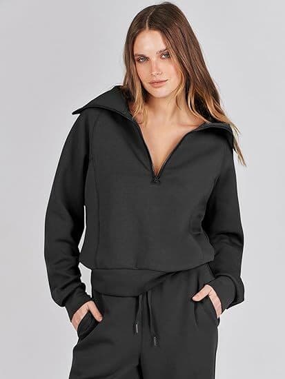 Dame 2-delt Sweatsuit Sæt Bred Lounge Sæt Tracksuit Black L