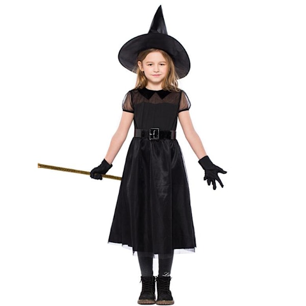 Svart Heks Kostyme for Jenter Halloween Kostymefest M