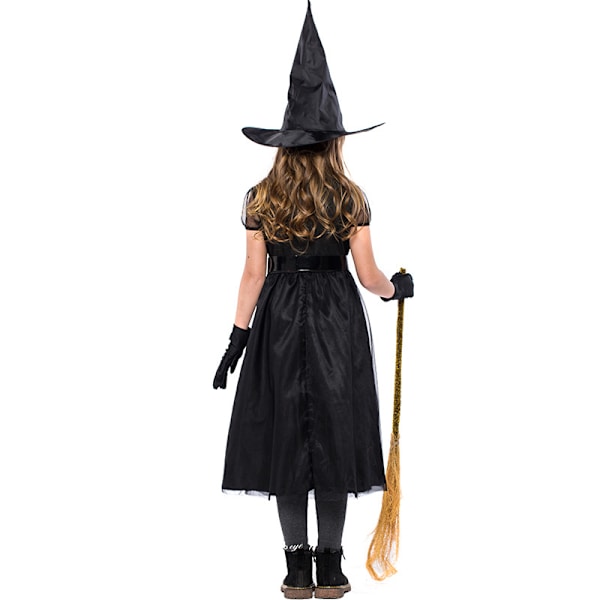 Svart Heks Kostyme for Jenter Halloween Kostymefest L