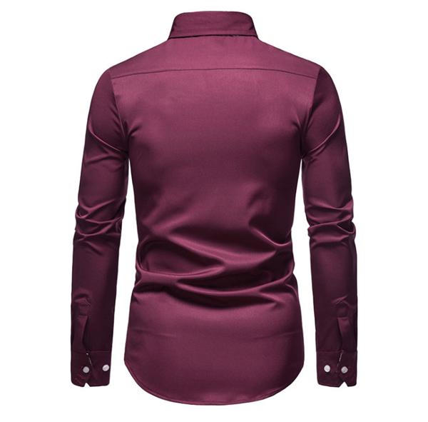 Formell långärmad skjorta för män wine red XL