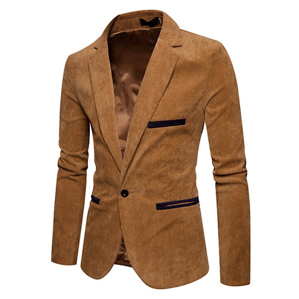 Herrar Casual Corduroy Blazer Klassisk Passform Sportjacka Khaki M