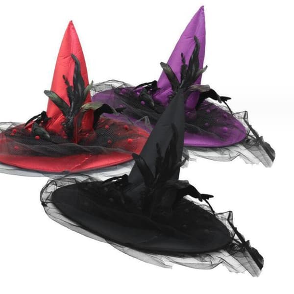 Halloween Hexe Hat Kostume Tilbehør til Kvinder Purple