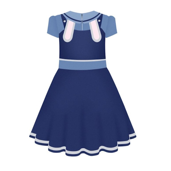 Flickor Klänning Bunny Officer Cos Kostym Blue Children 110