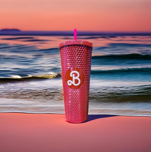 800 ml rosa sugrörsmugg i rostfritt stål Purple