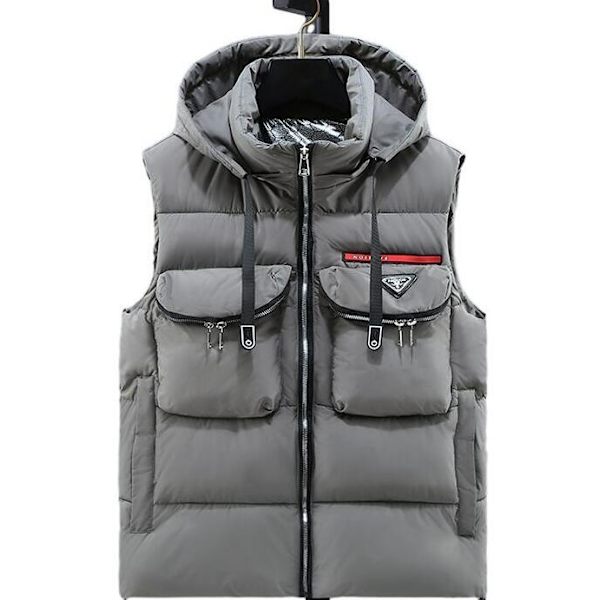 Mænds Bomuldsvest med Hætte Tykkere Vest Grey L