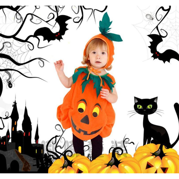 Söpö Lapsen Halloween-Kurpitsaasu Hatulla Style2 80CM