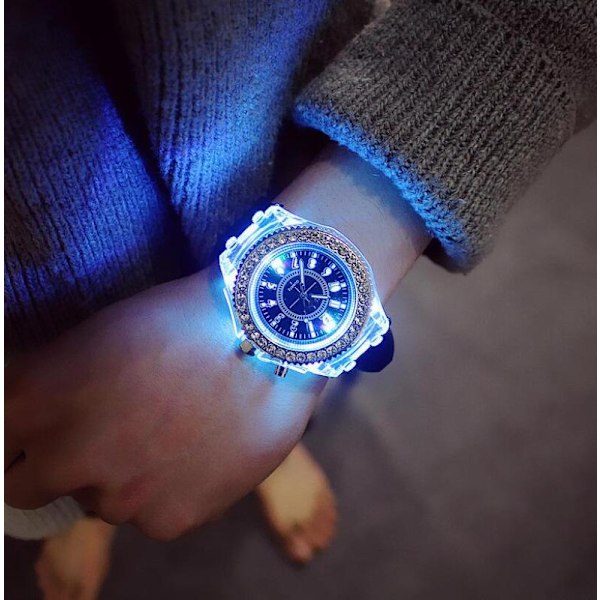 Rhinestone LED Luminous Watch, Sports Digital Clock Pink