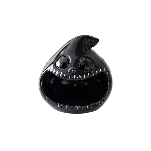 Halloween Spöklykta Ornament Keramisk Spök Ljusstake Ghost Head Black