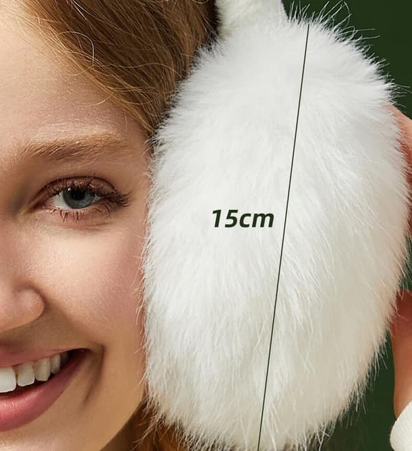 Vinteröronmuffar för kvinnor, fluffiga konstpälsöronmuffar, vikbara öronvärmare White