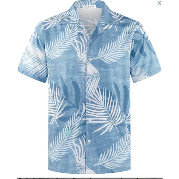 Hawaiiskjorte med korte ermer for menn Light Blue 2XL