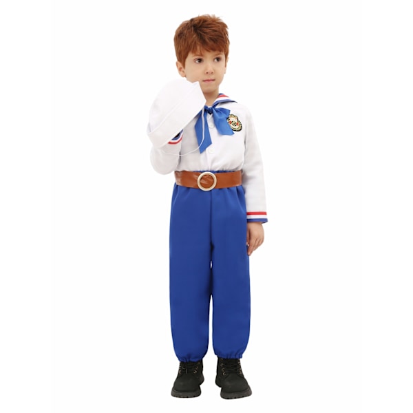 Søofficer Kostume - Hvid Skibskaptajns Uniform til Børn M