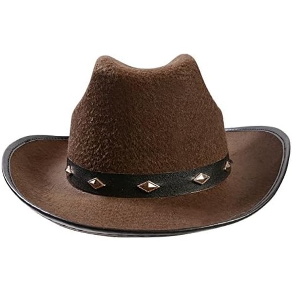Cowboyhat til Mænd & Kvinder - Sort Filthat med Nitter Brown